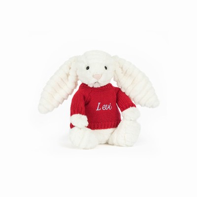 Jellycat Bashful Luxe Bunny Nimbus with Red Jumper UK | 47012JTUL